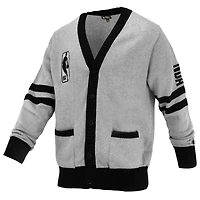Unisex FISLL Gray NBA Logoman Shadow Collection Full-Button Cardigan Sweater