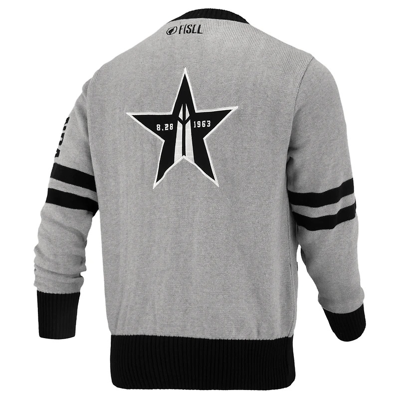 Unisex FISLL Gray NBA Logoman Shadow Collection Full-Button Cardigan Sweater