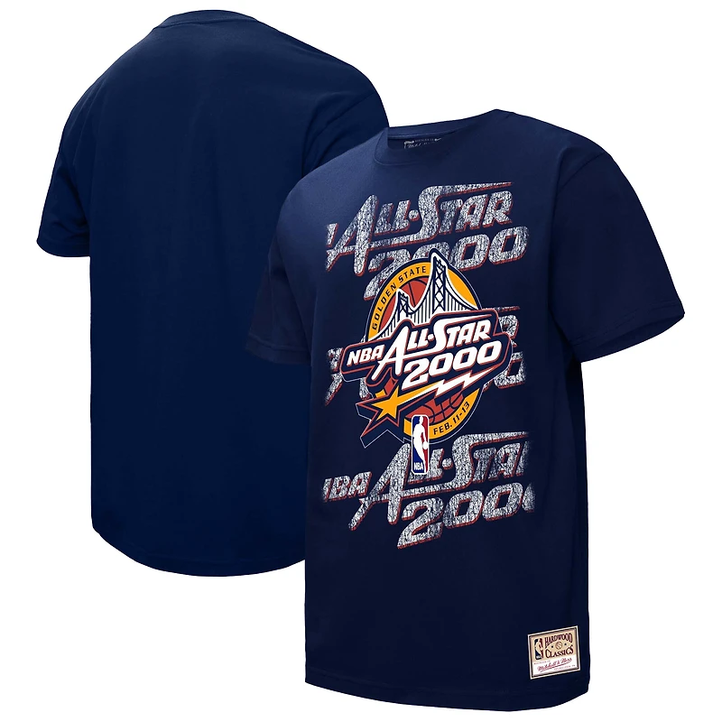 T-shirt unisexe Mitchell & Ness bleu marine 2000 NBA All-Star Game Distressed Hardwood Classics