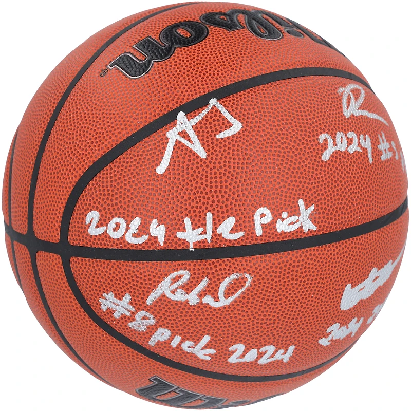 2024 NBA Draft Autographed Wilson Official Game Basketball Featuring Alexandre Sarr, Ron Holland II, Rob Dillingham & Isaiah Collier with "# Pick" Inscriptions - Limited Edition #1/12