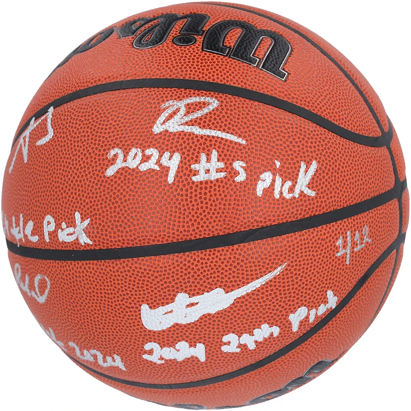 2024 NBA Draft Autographed Wilson Official Game Basketball Featuring Alexandre Sarr, Ron Holland II, Rob Dillingham & Isaiah Collier with "# Pick" Inscriptions - Limited Edition #1/12