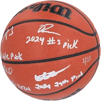 2024 NBA Draft Autographed Wilson Official Game Basketball Featuring Alexandre Sarr, Ron Holland II, Rob Dillingham & Isaiah Collier with "# Pick" Inscriptions - Limited Edition #1/12