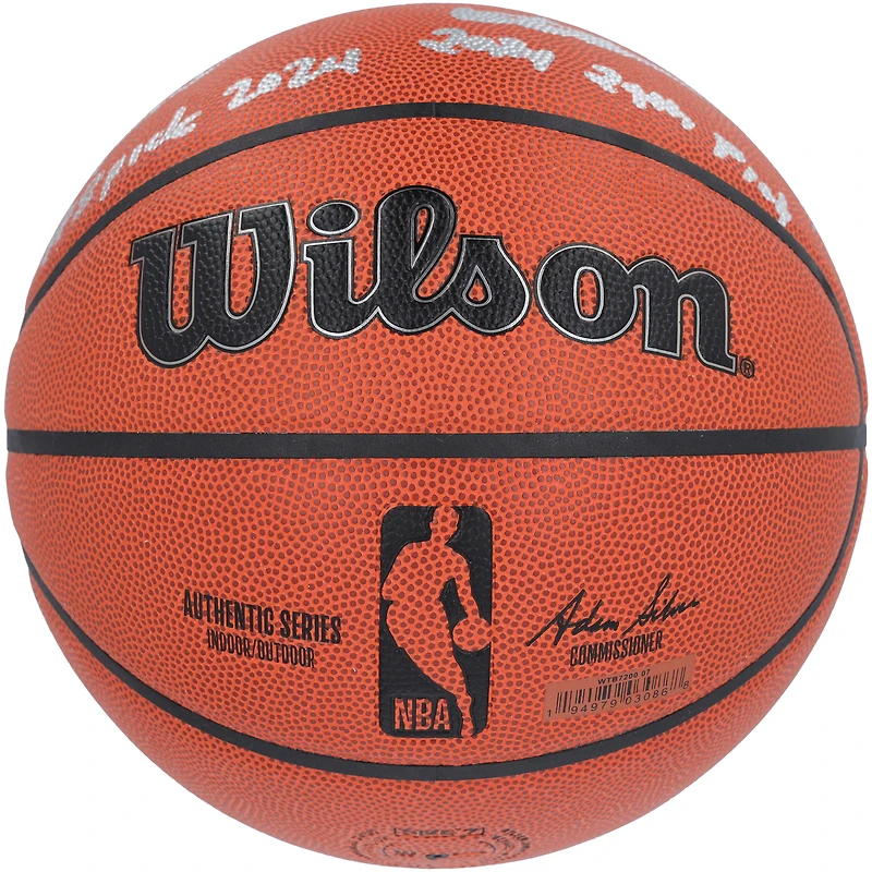 2024 NBA Draft Autographed Wilson Official Game Basketball Featuring Alexandre Sarr, Ron Holland II, Rob Dillingham & Isaiah Collier with "# Pick" Inscriptions - Limited Edition #1/12