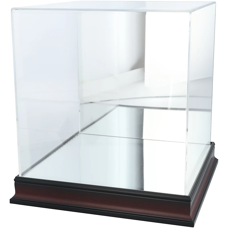 Vitrine pour ballon de basket en acrylique avec finition acajou antique et fond miroir - Protection UV à 97 %