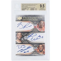 Derrick Rose, Russell Westbrook and D.J. Augustin Autographed 2007-08 Upper Deck Exquisite Collection Triple Auto #DP-D #91/99 BGS Authenticated 9.5/10 Rookie Card - 9.5,9.5,9,9.5 Subgrades