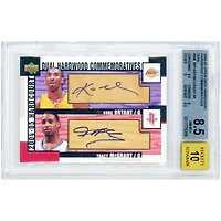 Carte commémorative Upper Deck Hardcourt Dual Hardwood 2004-05 autographiée par Kobe Bryant et Tracy McGrady (référence #HC2-BM), authentifiée par BGS (note 8,5/10).