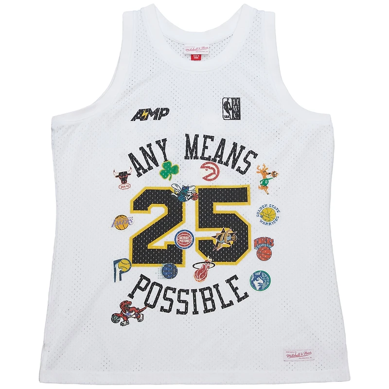 Débardeur en maille blanche Mitchell & Ness x NBA AMP pour homme
