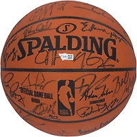 Ballon de basket officiel du 75e anniversaire de la NBA, autographié par l'équipe Spalding, avec 39 signatures, dont Shaquille O'Neal, Kareem Abdul-Jabbar et Larry Bird - Édition limitée à 50 exemplaires