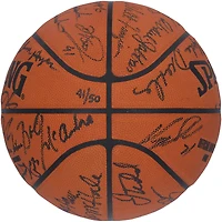 Ballon de basket officiel du 75e anniversaire de la NBA, autographié par l'équipe Spalding, avec 39 signatures, dont Shaquille O'Neal, Kareem Abdul-Jabbar et Larry Bird - Édition limitée à 50 exemplaires