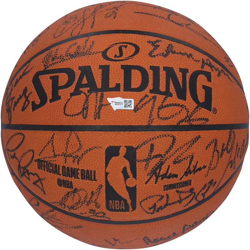 Ballon de basket officiel du 75e anniversaire de la NBA, autographié par l'équipe Spalding, avec 39 signatures, dont Shaquille O'Neal, Kareem Abdul-Jabbar et Larry Bird - Édition limitée à 50 exemplaires