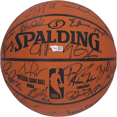 Ballon de basket officiel du 75e anniversaire de la NBA, autographié par l'équipe Spalding, avec 39 signatures, dont Shaquille O'Neal, Kareem Abdul-Jabbar et Larry Bird - Édition limitée à 50 exemplaires