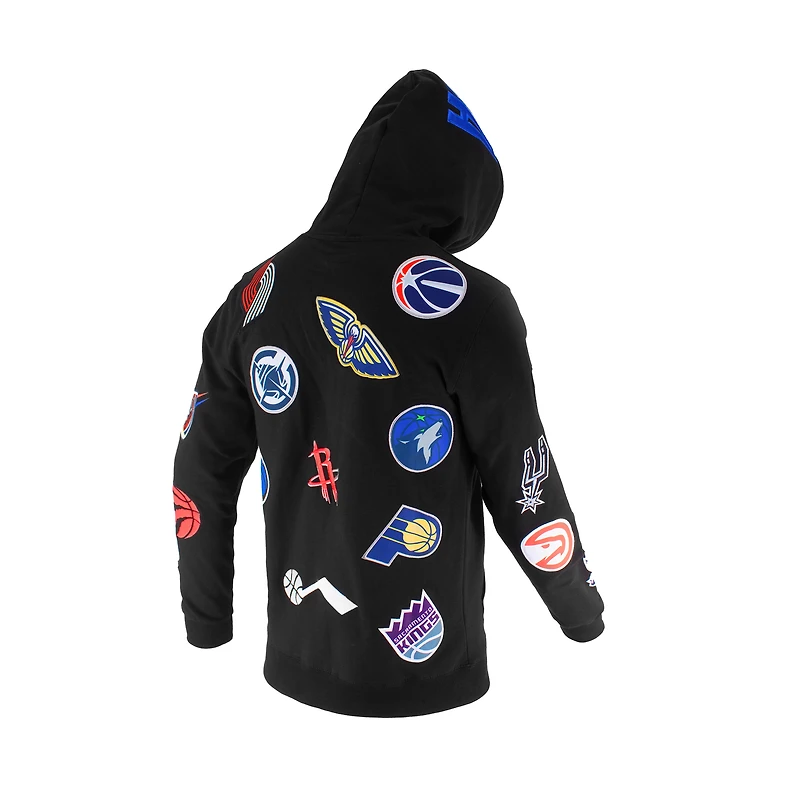 Sweat à capuche unisexe blanc FISLL avec logo NBA intégral