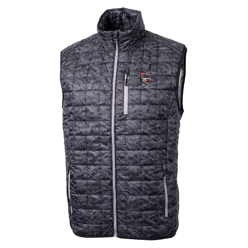 Cutter & Buck Black NC State Wolfpack Primary Team Logo Rainier PrimaLoft Eco Insulated Printed Full-Zip Puffer Jacket