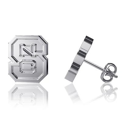 Dayna Designs Boucles d'oreilles argentées avec logo de l'équipe NC State Wolfpack