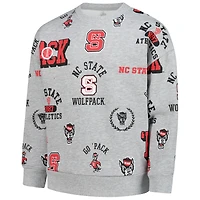 Girls Youth Gameday Couture  Heather Gray NC State Wolfpack Always On Repeat Pullover Sweatshirt
