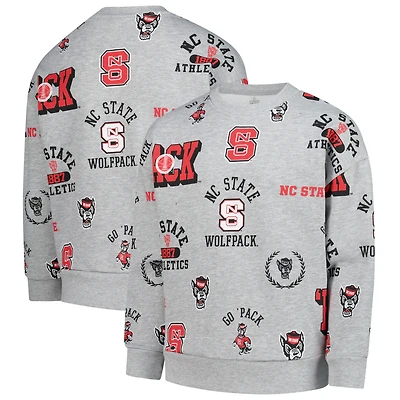 Girls Youth Gameday Couture  Heather Gray NC State Wolfpack Always On Repeat Pullover Sweatshirt
