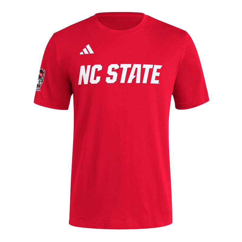 Men's adidas  Red NC State Wolfpack Fresh Wordmark T-Shirt