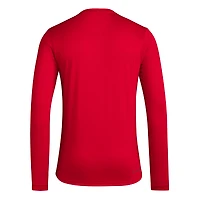 T-shirt à manches longues adidas NC State Wolfpack Locker On-Court the Fade AEROREADY rouge pour homme