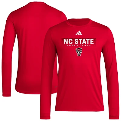 Men's adidas  Red NC State Wolfpack Locker On-Court the Fade AEROREADY Long Sleeve T-Shirt