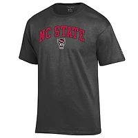 T-shirt à logo Arch Over Champion Heather Charcoal NC State Wolfpack pour homme