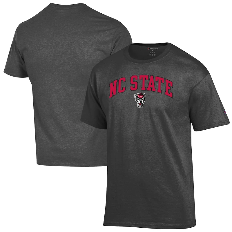 T-shirt à logo Arch Over Champion Heather Charcoal NC State Wolfpack pour homme