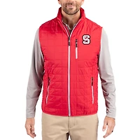 Gilet sans manches zippé Cutter & Buck Red NC State Wolfpack Rainier Eco pour homme, isolé PrimaLoft.