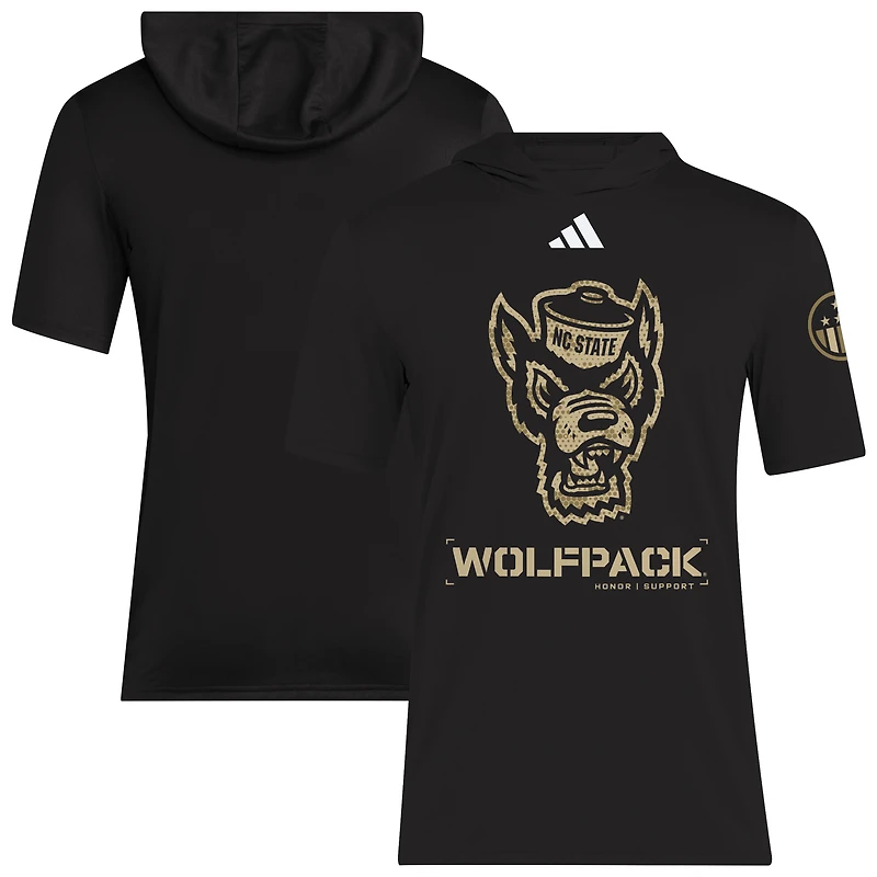 Men's adidas  Black NC State Wolfpack 2025 Military Appreciation AEROREADY Hooded T-Shirt