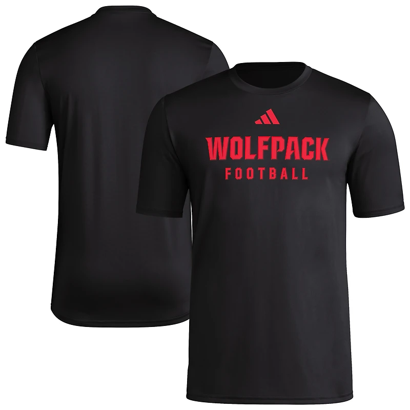 T-shirt d'entraînement de football américain rouge pour homme adidas NC State Wolfpack Locker