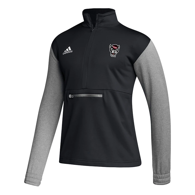 Veste demi-zip AEROREADY adidas NC State Wolfpack Team Issue noire pour homme