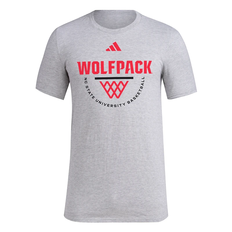 Men's adidas Gray NC State Wolfpack Basketball Practice Net Arch Pregame T-Shirt