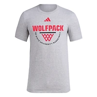 Men's adidas Gray NC State Wolfpack Basketball Practice Net Arch Pregame T-Shirt