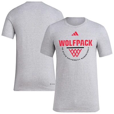 Men's adidas Gray NC State Wolfpack Basketball Practice Net Arch Pregame T-Shirt