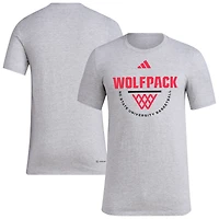 Men's adidas Gray NC State Wolfpack Basketball Practice Net Arch Pregame T-Shirt