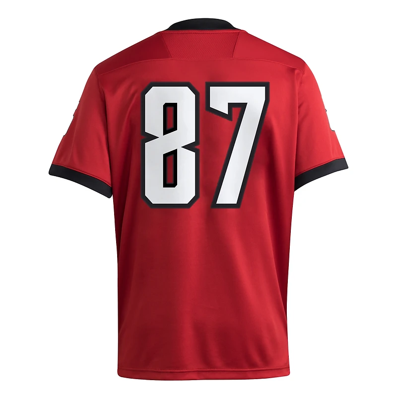 Men's adidas #87 Red NC State Wolfpack Premier Jersey