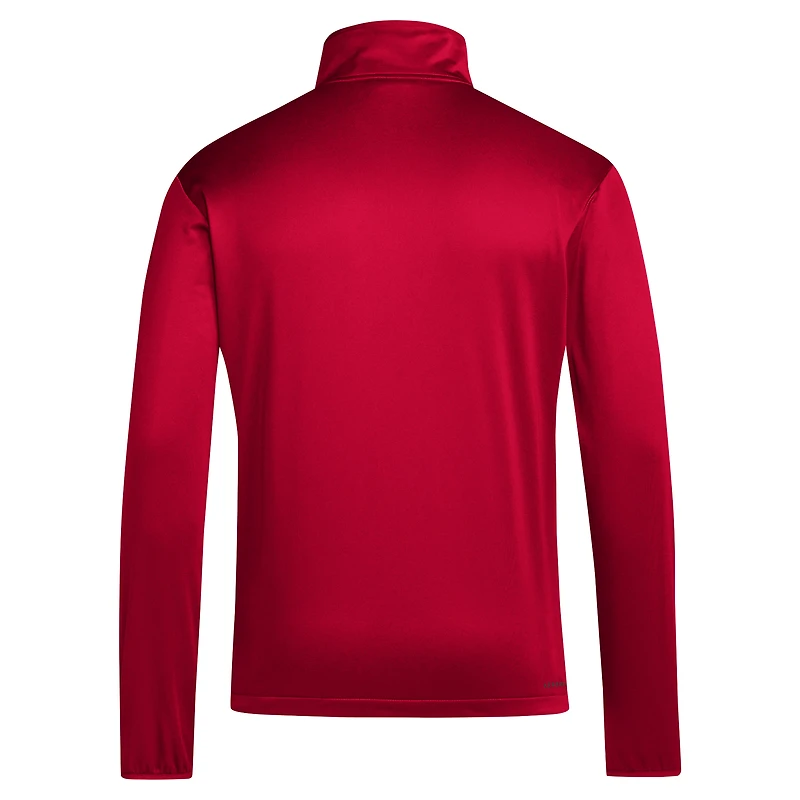 Haut adidas rouge NC State Wolfpack 2024 Coaches Sideline à fermeture éclair quart de tour pour homme