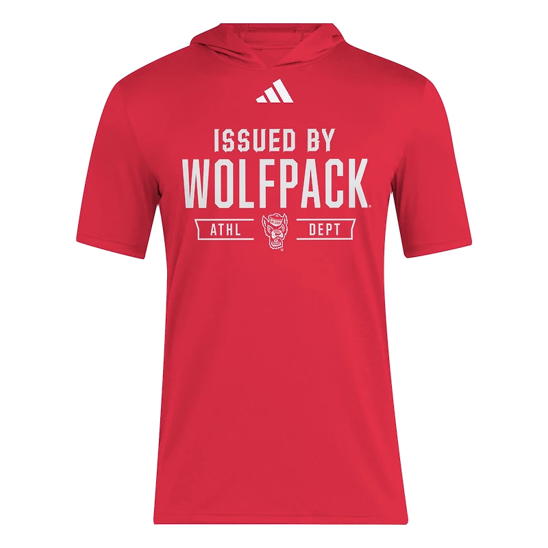 T-shirt d'entraînement à capuche rouge adidas NC State Wolfpack 2025 AREOREADY pour homme