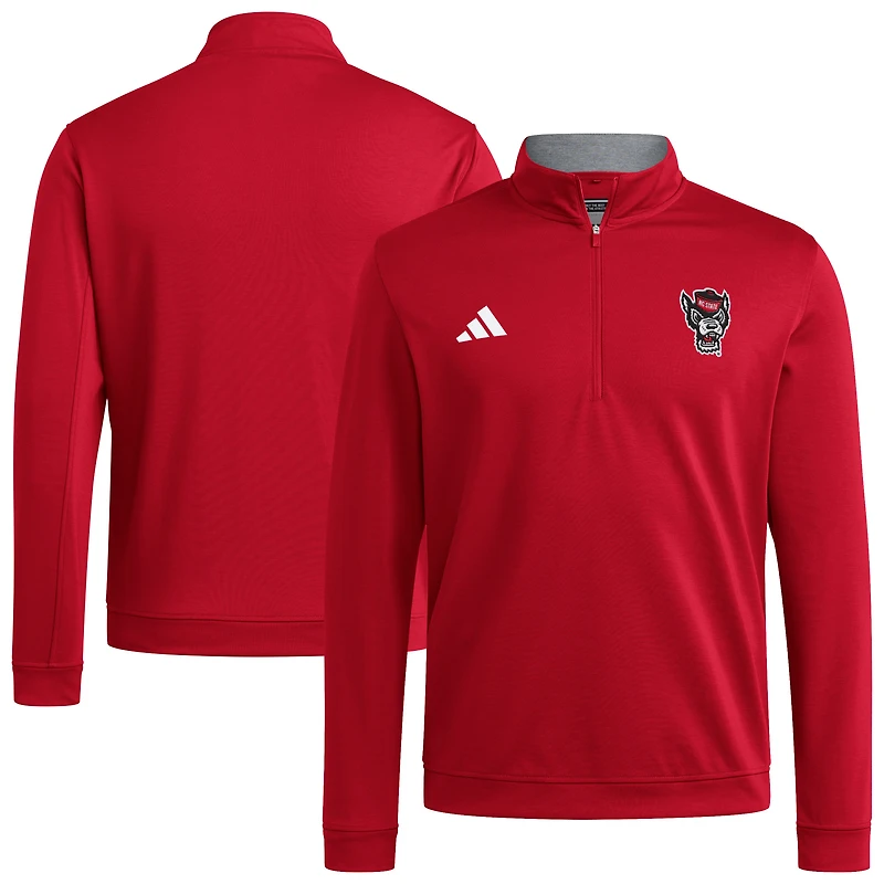 Men's adidas Red NC State Wolfpack Elevated Tri-Blend Quarter-Zip Pullover