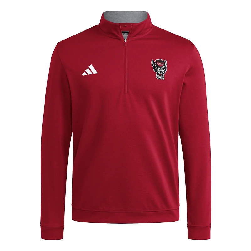 Men's adidas Red NC State Wolfpack Elevated Tri-Blend Quarter-Zip Pullover