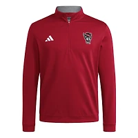 Men's adidas Red NC State Wolfpack Elevated Tri-Blend Quarter-Zip Pullover