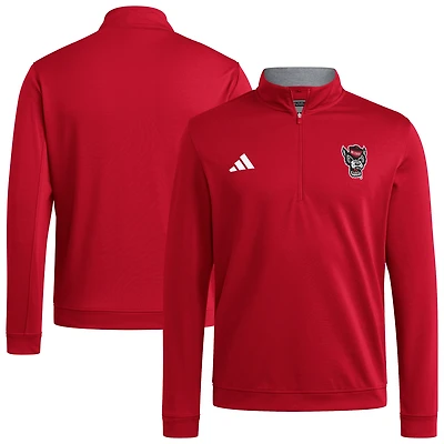 Pull adidas rouge NC State Wolfpack Elevated Tri-Blend à quart de zip pour homme