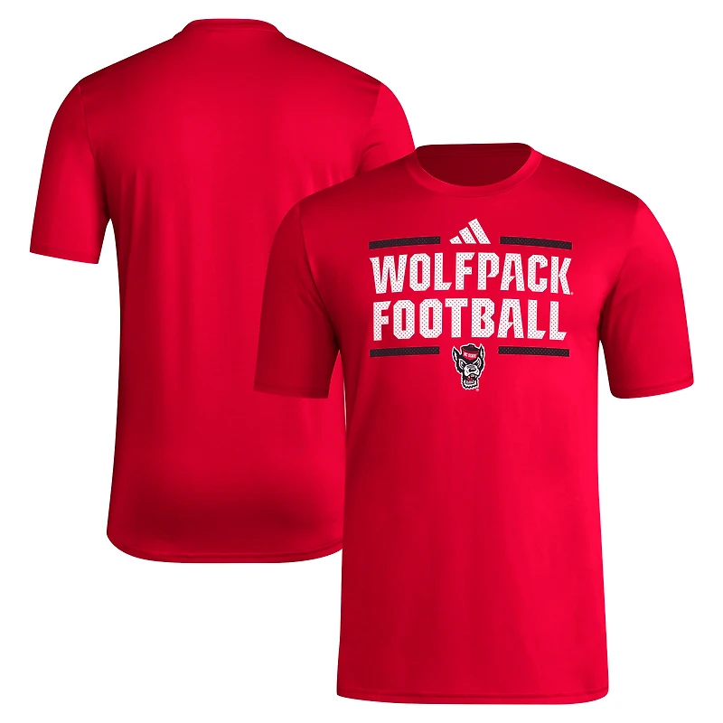 T-shirt d'avant-match de football adidas NC State Wolfpack Locker pour hommes, rouge, AEROREADY