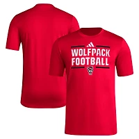 T-shirt d'avant-match de football adidas NC State Wolfpack Locker pour hommes, rouge, AEROREADY