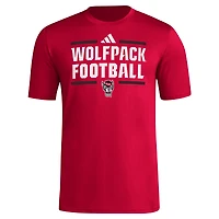 T-shirt d'avant-match de football adidas NC State Wolfpack Locker pour hommes, rouge, AEROREADY