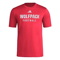 T-shirt d'entraînement de football américain rouge pour homme adidas NC State Wolfpack Locker