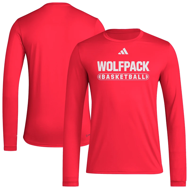 T-shirt à manches longues rouge adidas NC State Wolfpack pour homme