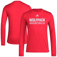 T-shirt à manches longues rouge adidas NC State Wolfpack pour homme