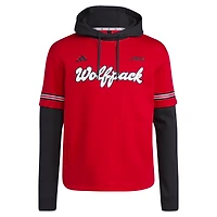 Men's adidas  Red NC State Wolfpack Pullover Baseball Jersey Hoodie