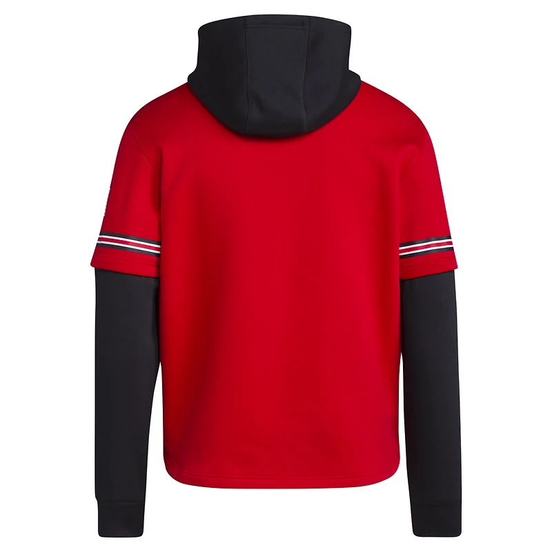 Men's adidas  Red NC State Wolfpack Pullover Baseball Jersey Hoodie