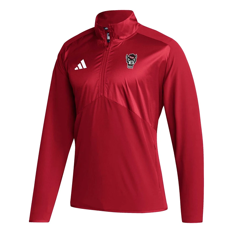 Men's adidas Red NC State Wolfpack Sideline AEROREADY Raglan Sleeve Quarter-Zip Jacket