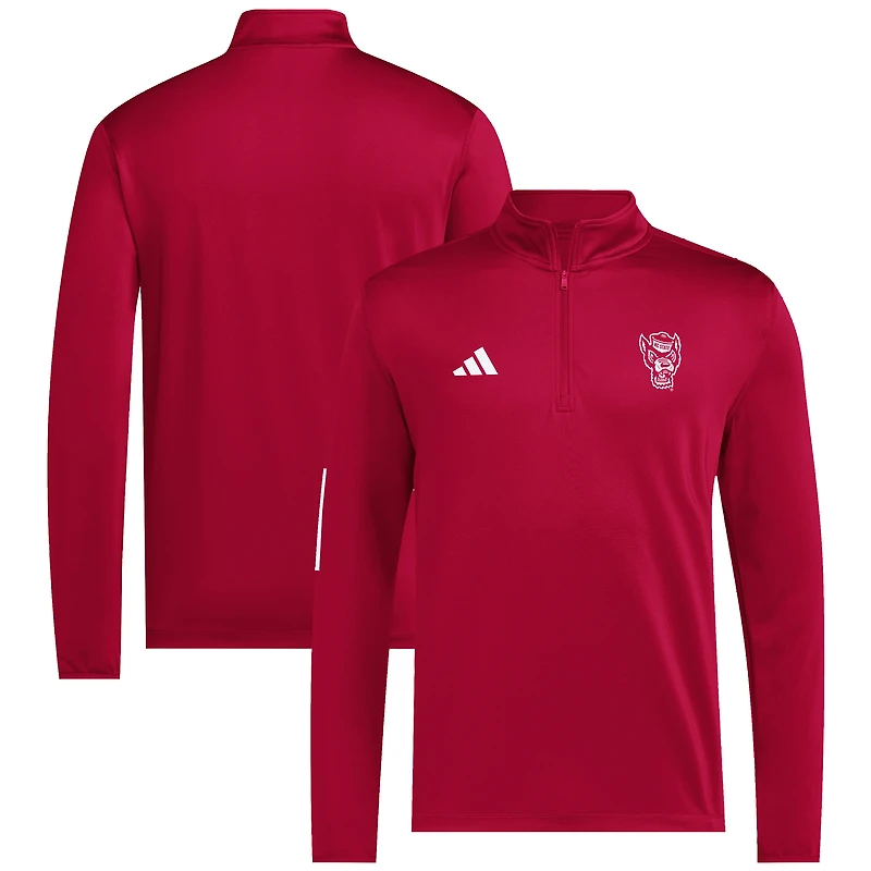 Veste de golf demi-zippée adidas NC State Wolfpack Strategy rouge pour homme